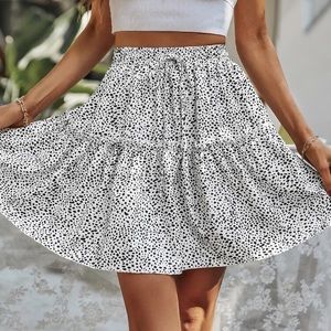 White with black stirs skirt from SHEIN